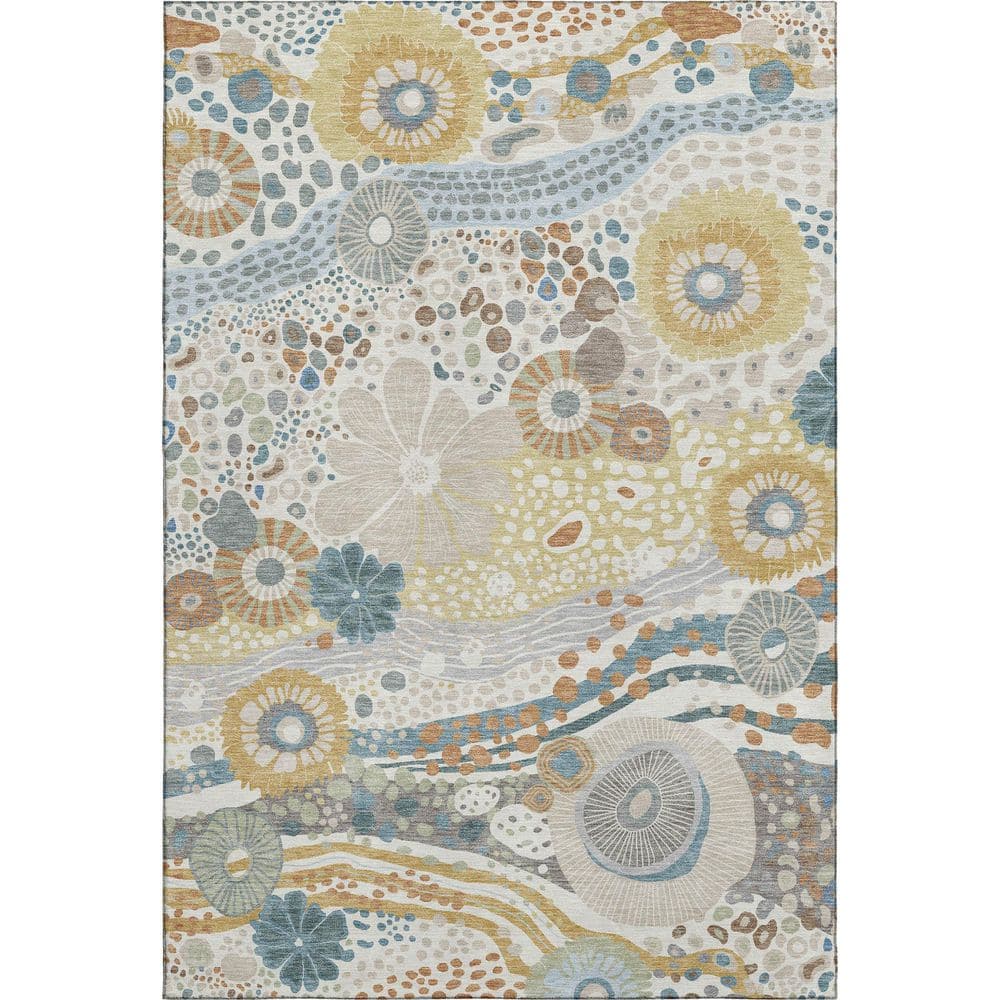 Mayfield Premium Machine Washable Abstract AMF2498 Ivory 5 ft. x 7 ft. 6 in. Area Rug price history on PriceWatchPro