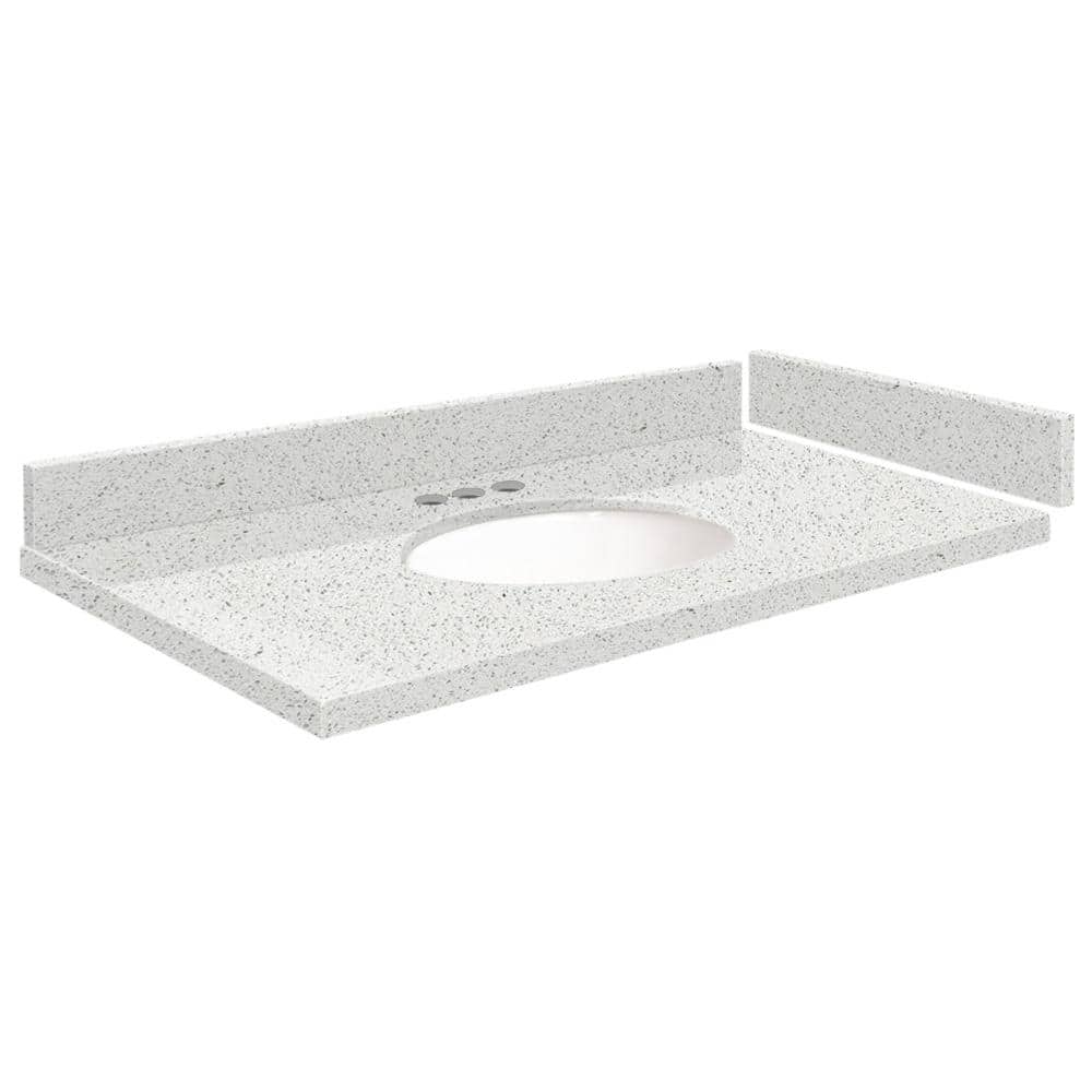 Silestone 31 in. W x 22.25 in. D Quartz White Round Single Sink Vanity Top in Stellar Snow price history on PriceWatchPro