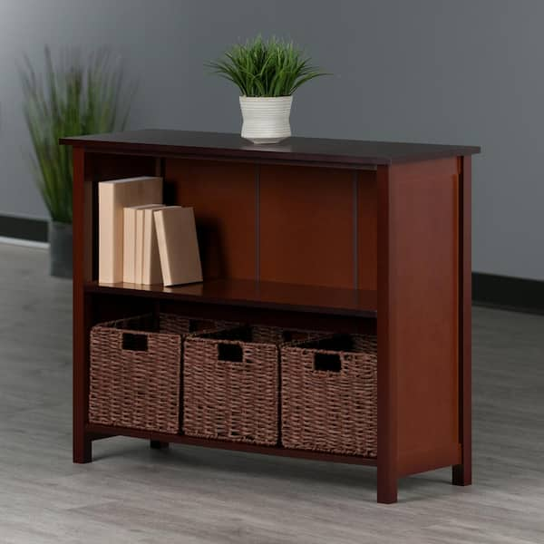 30 3 Tier Milan Storage Shelf or Bookshelf Long Walnut - Winsome