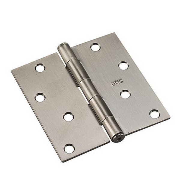 4 in. x 4 in. Antique Nickel Full Mortise Butt Hinge with Removable Pin (2-Pack)