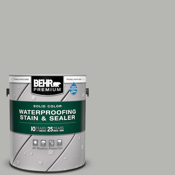 BEHR PREMIUM 1 gal. #HDC-MD-26 Sonic Silver Solid Color Waterproofing Exterior Wood Stain and Sealer