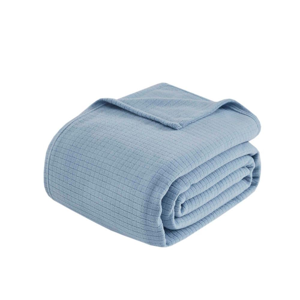 King Light Blue Microfleece Reversible Winter Blanket