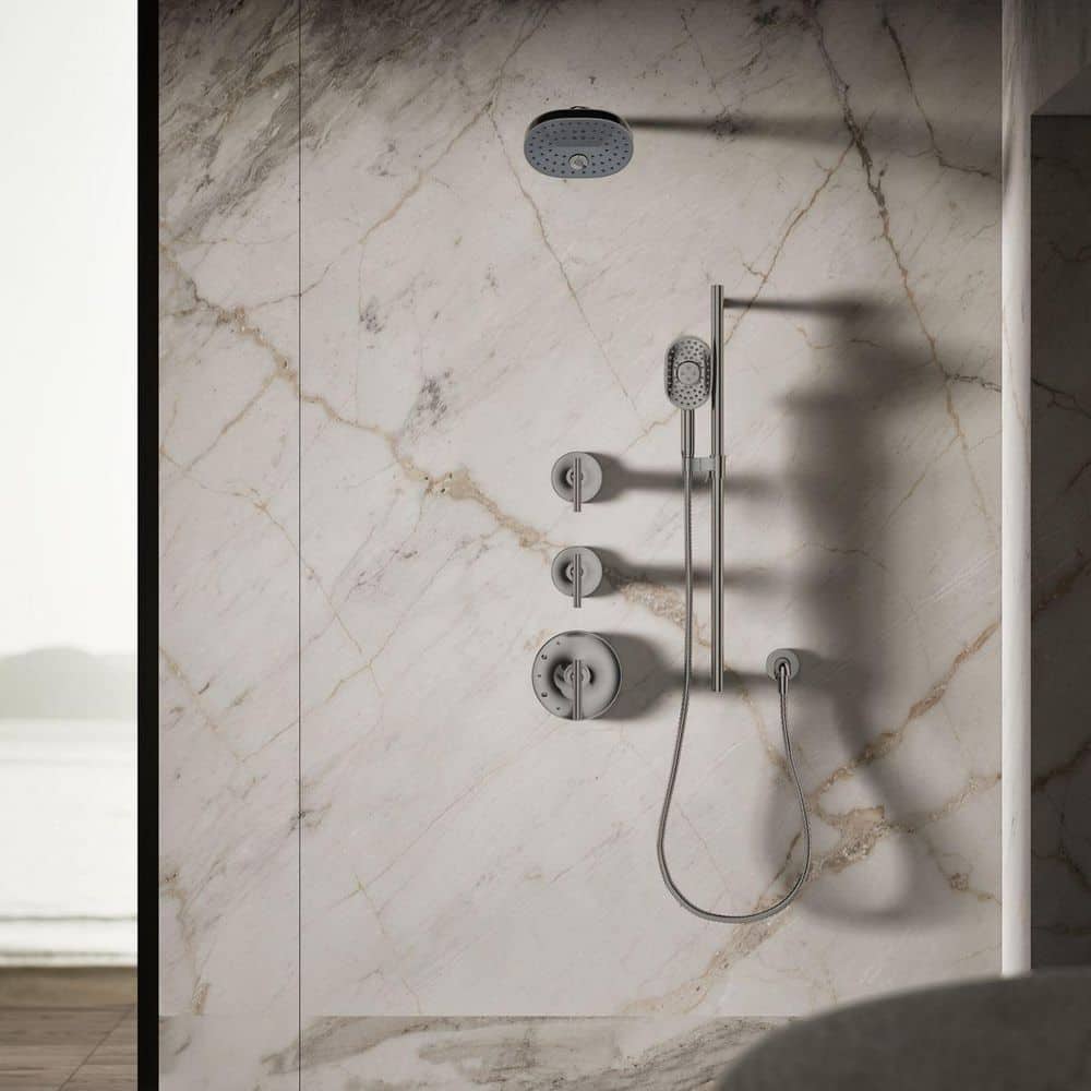 Vibrant Titanium Oval Multifunction Wall Mounted Showerhead