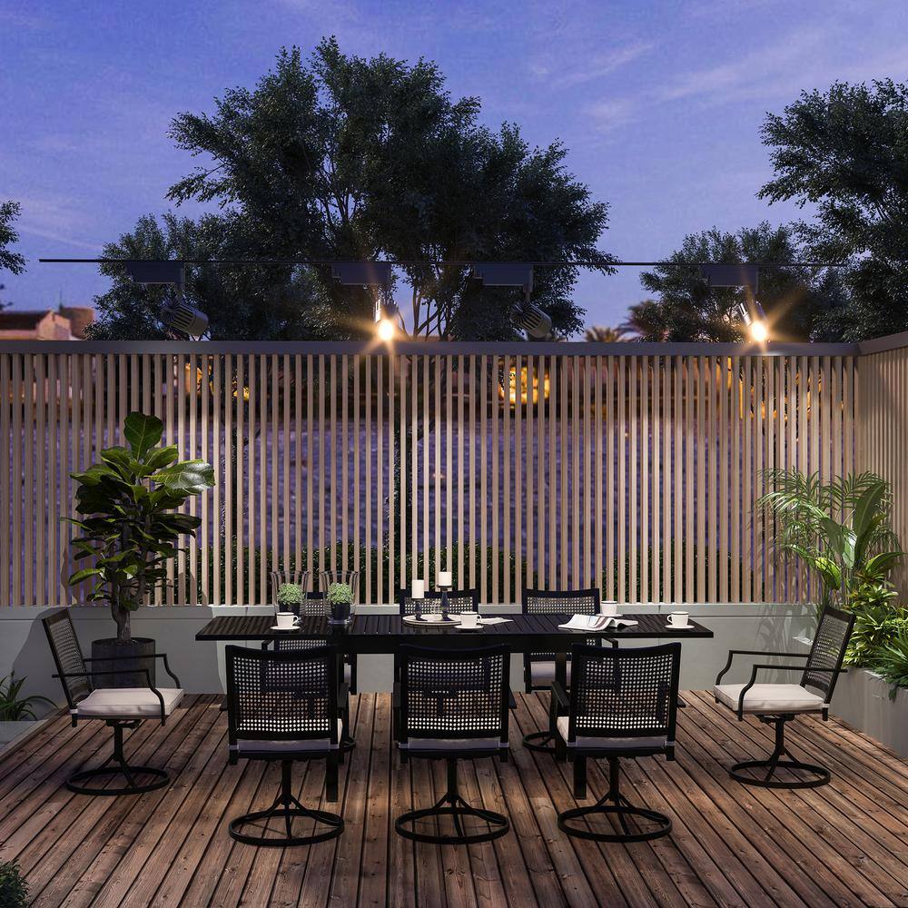 9-Piece Metal Outdoor Dining Set with Aluminum Extendable Dining Table and 