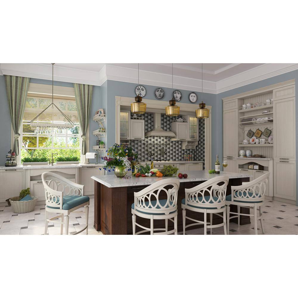 Gray and White Floral Marble Mosaic Tile