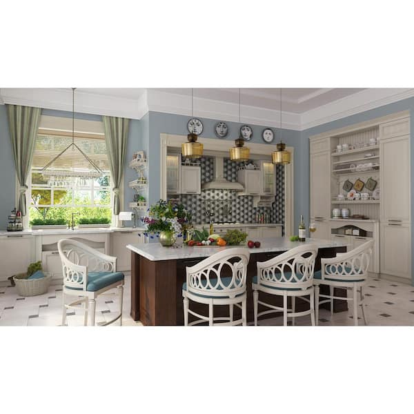 Fresh Nuptuals Gray/White 5 in. x 6.5 in. Floral Pattern Matte Stone/Glass Mosaic Tile Sample