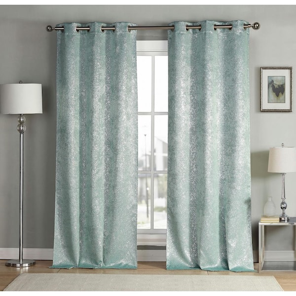 Kensie Maddie 38 in. W x 96 in. L Polyester Window Panel in Robin's Egg Blue