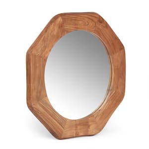 30 in. x 30 in. Broadwater Rustic Framed Medium Round Natural Mirror