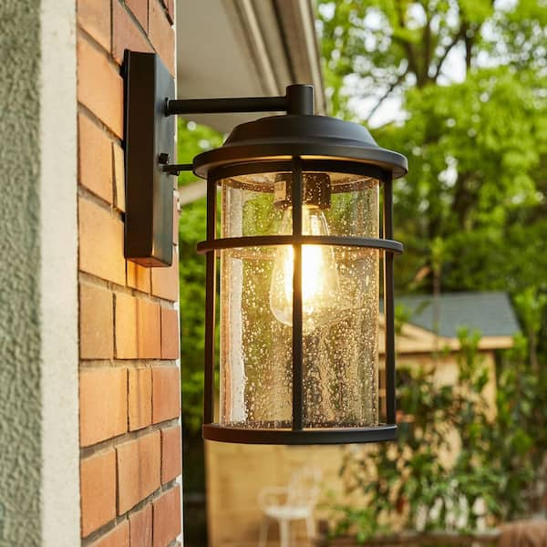 Pia Ricco 1-Light Black Outdoor Wall Lantern E26 Base Max 60-Watt (4-Pack)