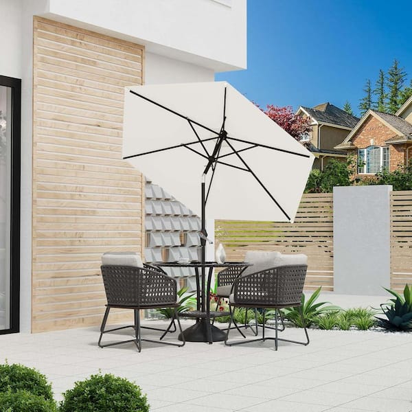 7.5 ft. Heavy-Duty Outdoor Market Patio Umbrella with Push Button Tilt, Easy Crank Lift in Beige