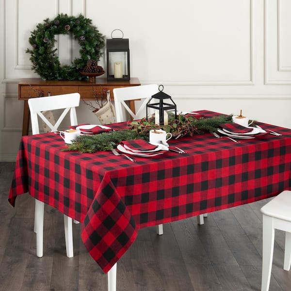 Elrene Farmhouse Living Holiday 52 in. W x 70 in. L Red and Black
