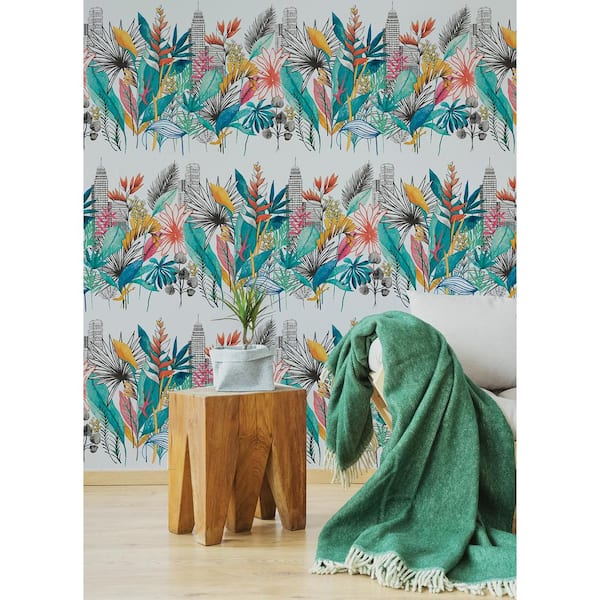 Sierra Blue Urban Tropic Wallpaper Sample