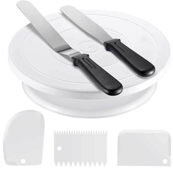 Cake Decorating Kit with Cake Turntable, Frosting Straight Angled Spatulas, Icing Smoother Scrapers for Cake Decorating