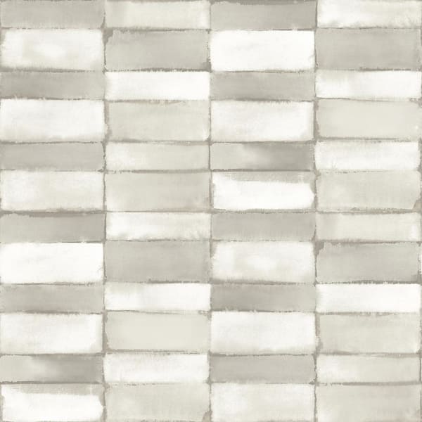 A-Street Prints Braden Tile Grey Metallic Paper Wallpaper Sample