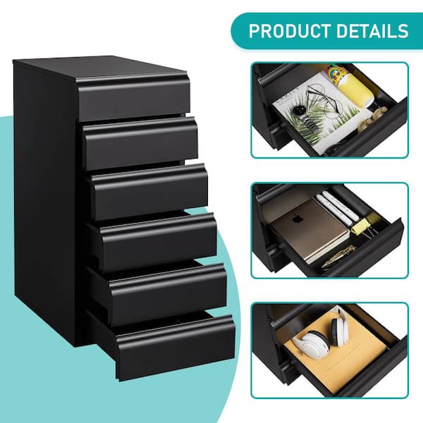 TMS Metal Drawer Storage Organizer, Filing Multidrawer Storage Cabinet,  Document Storage Box Desktop and Under Desk Drawer Cabinet (Black, 4  Drawers)