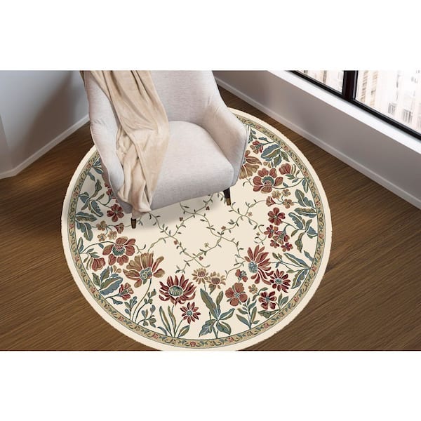 Coughlin Ivory 5 ft. x 5 ft. Round Indoor Area Rug