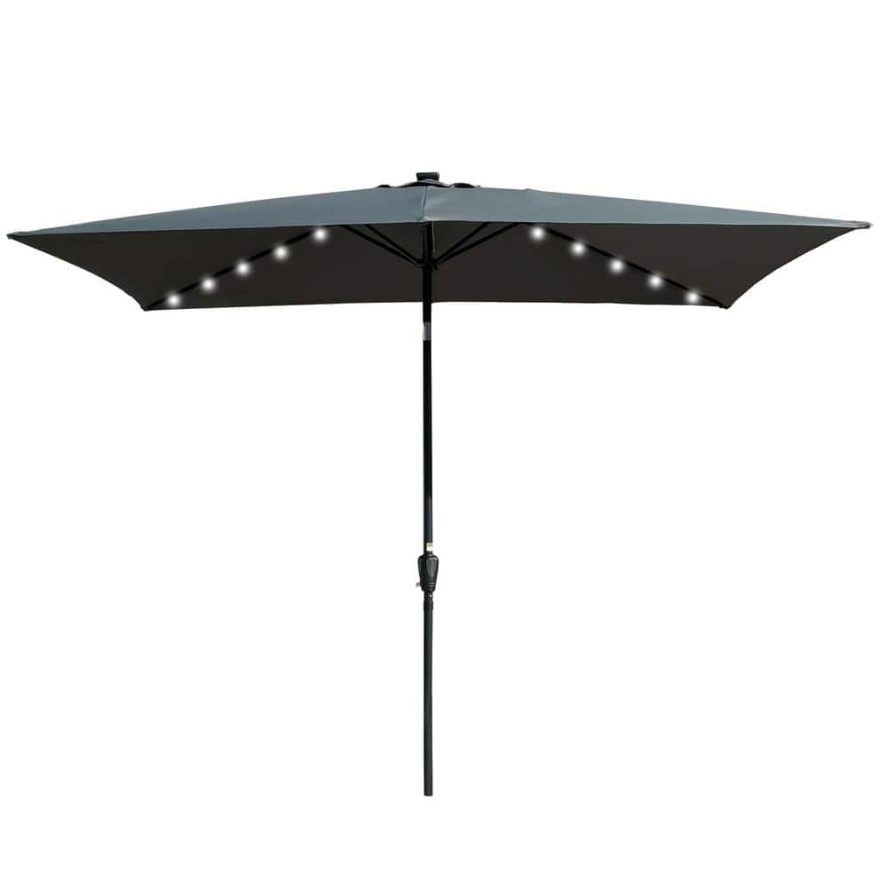 10 ft. x 6.5 ft. Rectangular Patio Solar LED Lighted Outdoor Market Umbrellas with Crank in Anthracite price history on PriceWatchPro