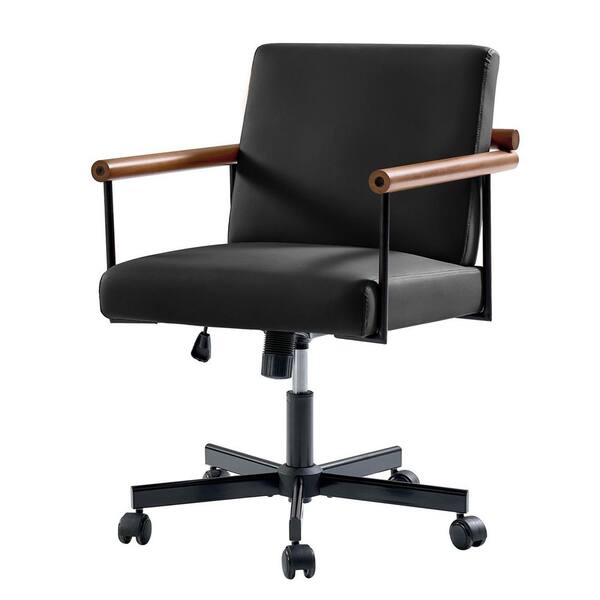 JAYDEN CREATION Aurelia PU Leather Office Chair in Black with Non