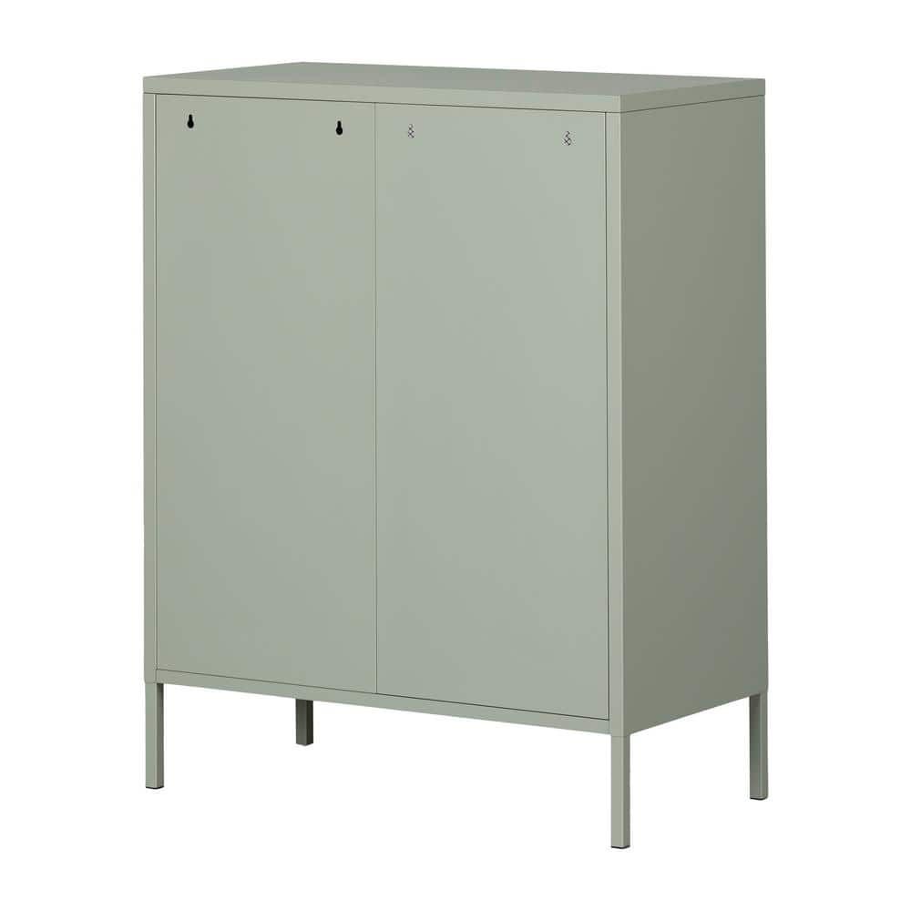 Sage Green Metal Mesh 2-Door Storage Cabinet with Adjustable Shelves