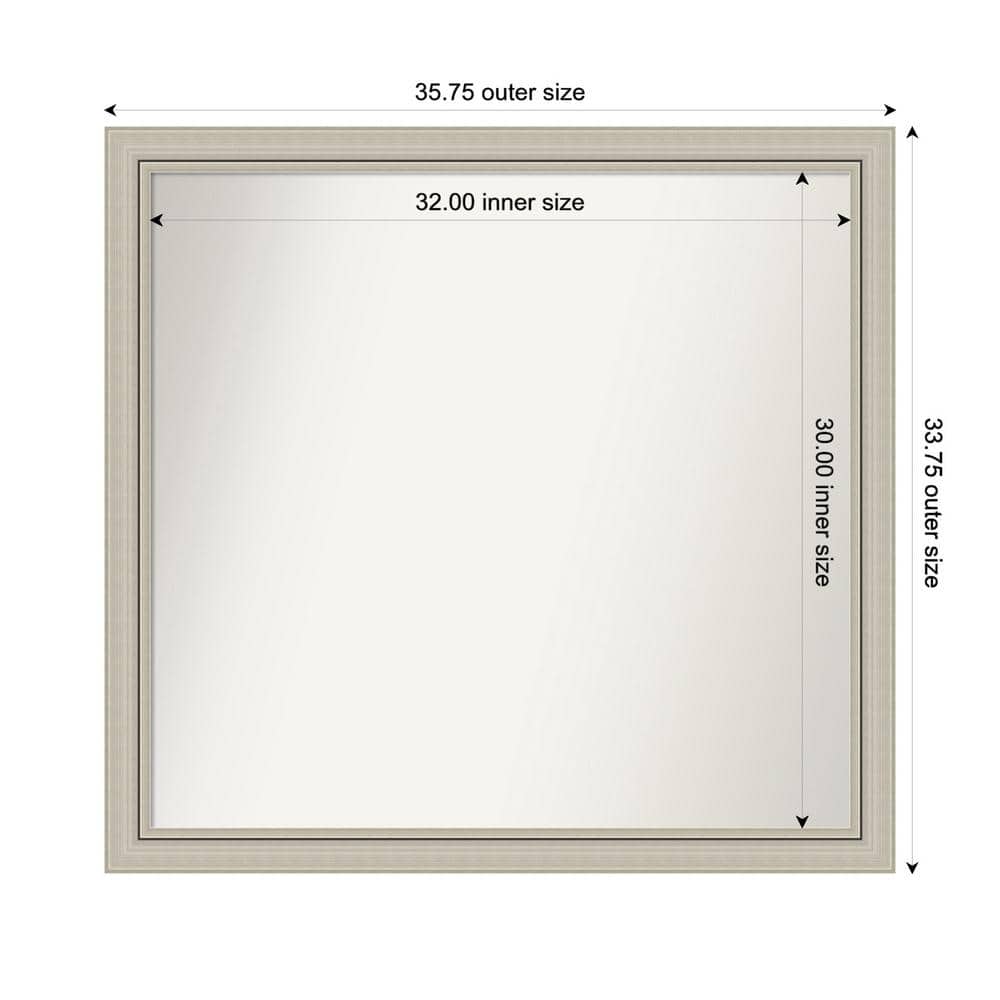 Romano Silver Narrow 35.75 in. x 33.75 in. Custom Non-Beveled Wood Framed Bathroom Vanity Wall Mirror price history on PriceWatchPro