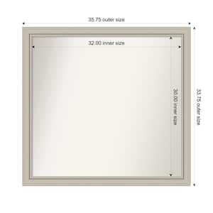 Romano Silver Narrow 35.75 in. x 33.75 in. Custom Non-Beveled Wood Framed Bathroom Vanity Wall Mirror