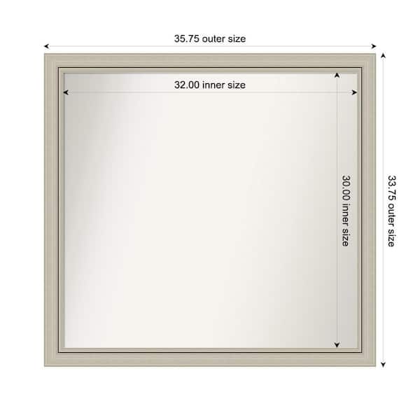 Amanti Art Romano Silver Narrow 35.75 in. x 33.75 in. Custom Non-Beveled Wood Framed Bathroom Vanity Wall Mirror