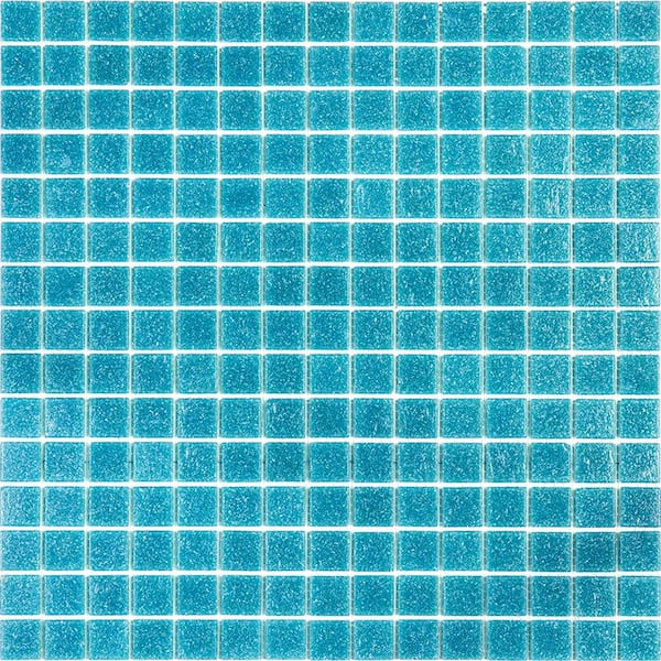 Apollo Tile Dune 4 in. x 6 in. Glossy Blue-Green Glass Mosaic Uniform square Wall & Floor Sample Tile (0.13 sq. ft./Piece) (1-Pack)
