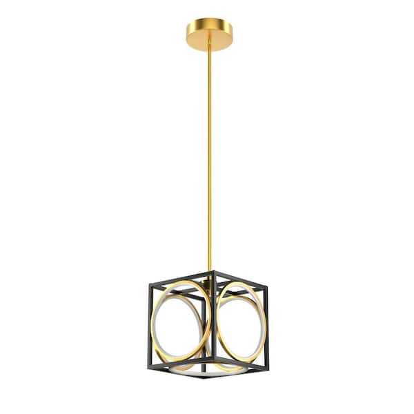 1-Light Gold Modern LED Pendant Light with 42 in. Adjustable Suspender