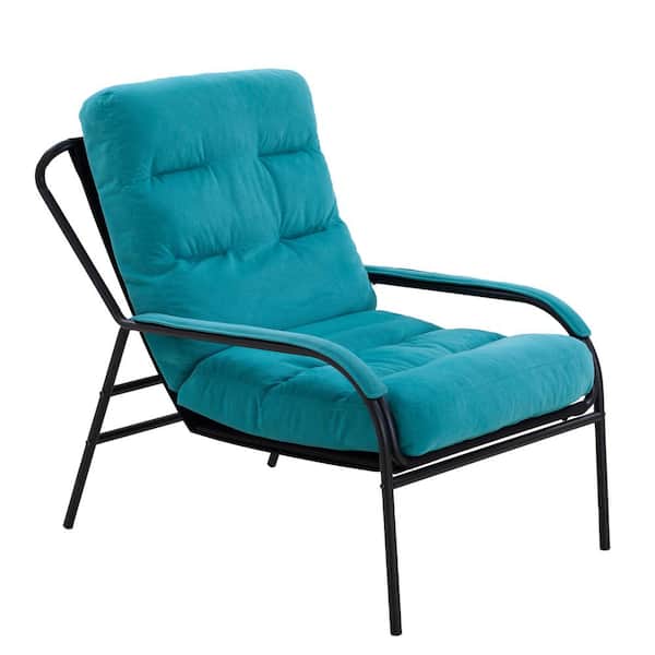 TIRAMISUBEST TD Garden Metal Lounge Outdoor Chair Ergonomic Comfort with Green Cushion