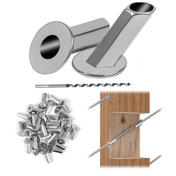 Stainless Steel Angle Protective Sleeves Deck Cable Railing Hardware Kit 40-Pack 25-30-35° 1/8 in.-3/16 in.