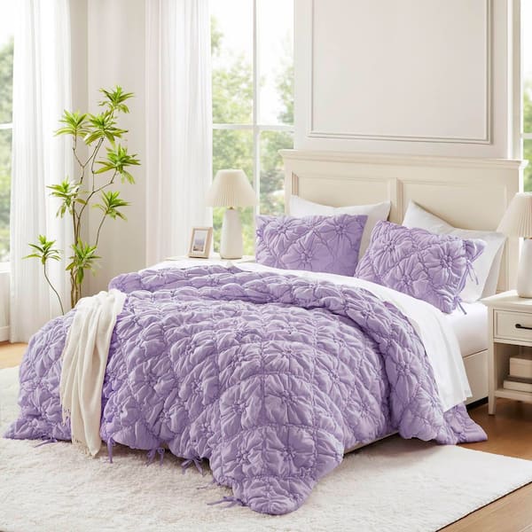 3-Pieces Purple Full/Queen Microfiber Comforter Set
