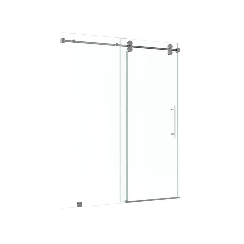 Radiance 54" Chrome Frameless Sliding Shower Door with Clear Glass