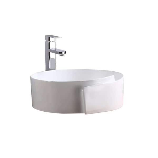 FINE FIXTURES Modern White Vitreous China Round Vessel Sink