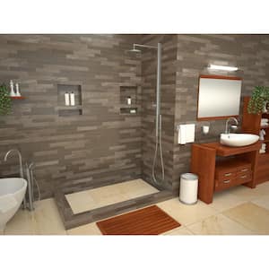 WonderFall Trench 32 in. x 48 in. Double Threshold Shower Base with Right Drain and Tileable Trench Grate