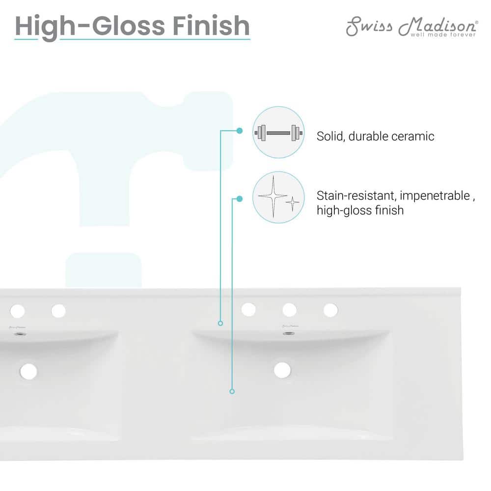 Swiss Madison 59.06" Single Bathroom Vanity Top with Sink