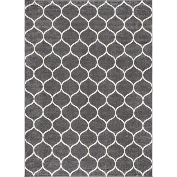 Unique Loom Trellis Frieze Rounded Dark Gray 9' 0 x 12' 0 Area Rug