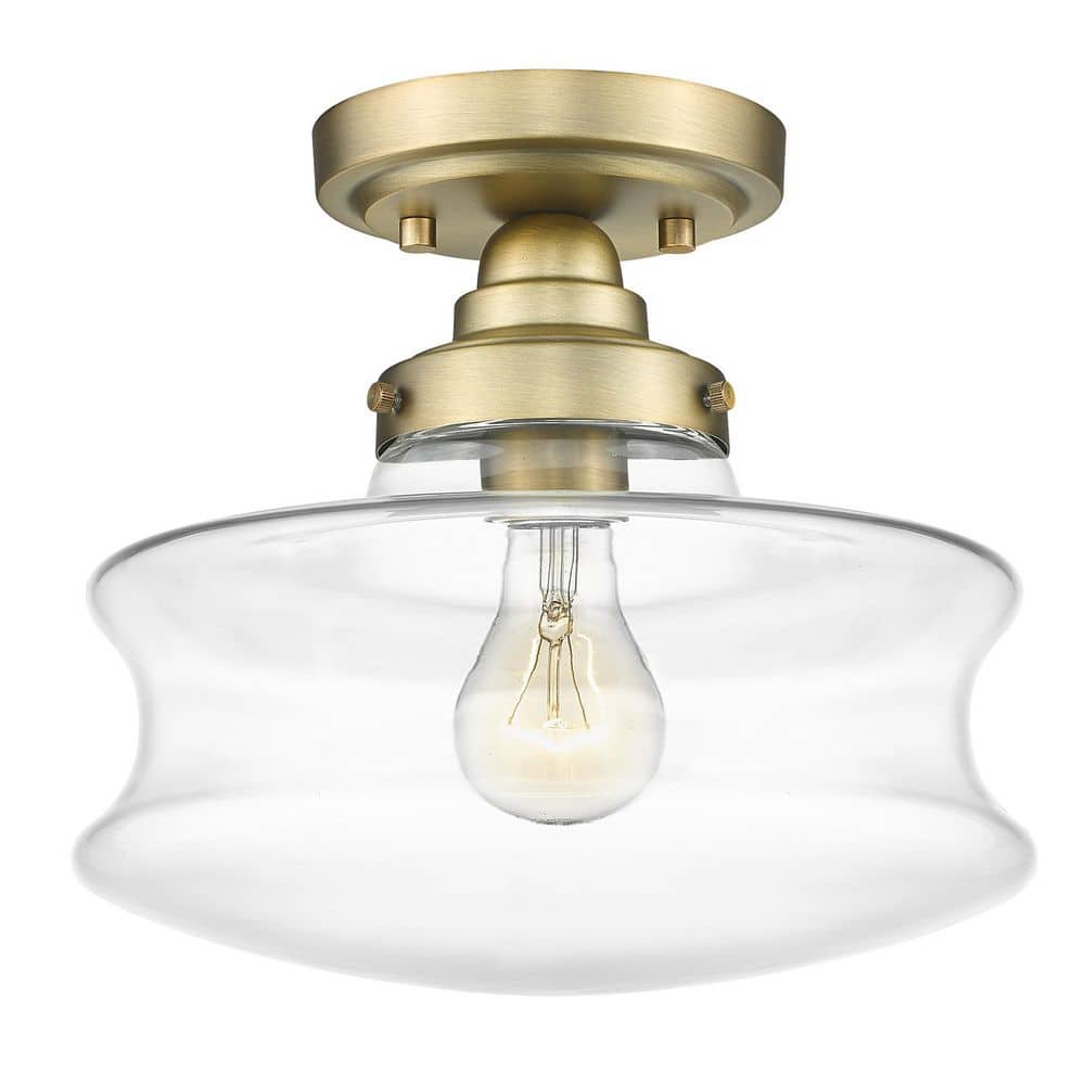 Keal Antique Brass Schoolhouse Convertible Semi-Flush Light