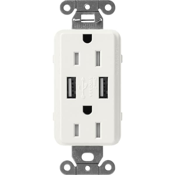 Lutron Claro 15 Amp USB Duplex Outlet, Architectural White (SCR-15-UBTR-RW)