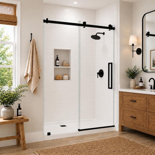Abruzzo 60 in. W x 76 in. H Frameless Single Sliding Shower Door
