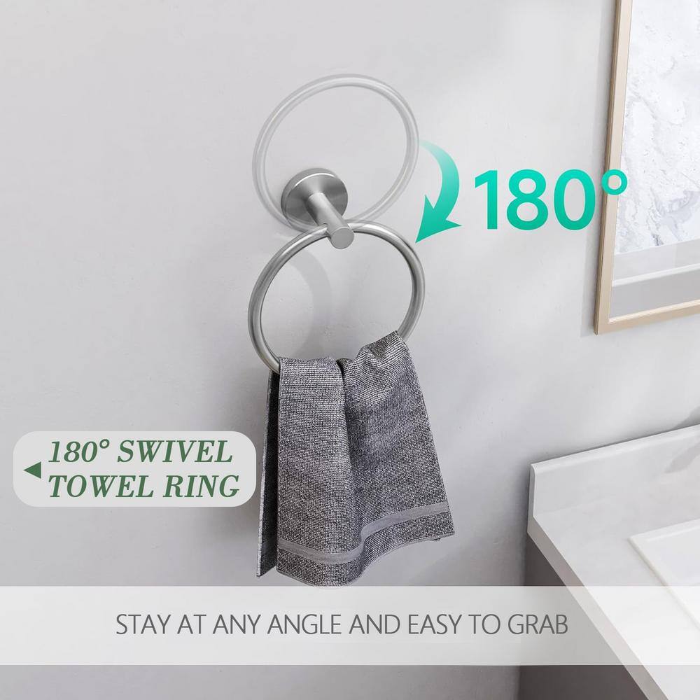 Brushed Nickel Round Wall Mounted Stainless Steel Towel Ring