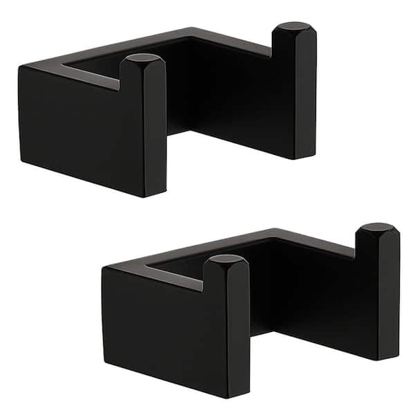 Double J-hook Robe/Towel Hook in Stainless Steel Matte Black (2-pack)