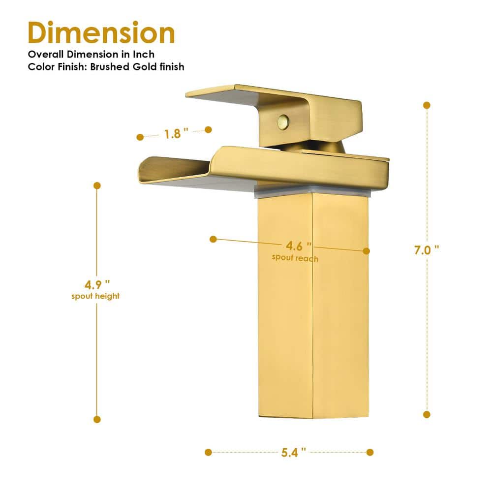 Brushed Gold Single-Handle Waterfall Bathroom Faucet