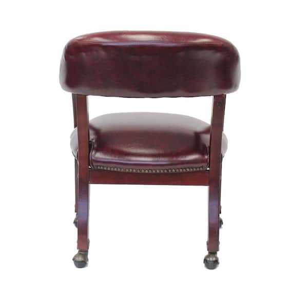 Benjara Anna Vinyl Upholstered Ergonomic Guest Chair in Burgundy