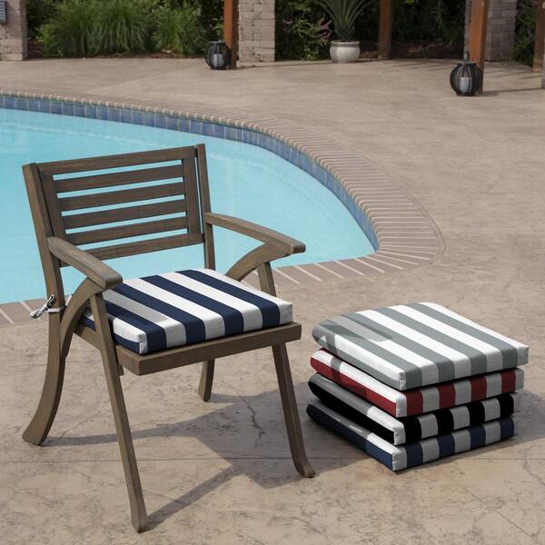 Newport Outdoor Chair Cushions 2-pack 19”x19” with an indigo striped pattern 