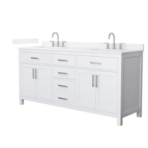 Beckett 72 in. Double Freestanding White Bath Vanity with White Quartz Top Unassembled