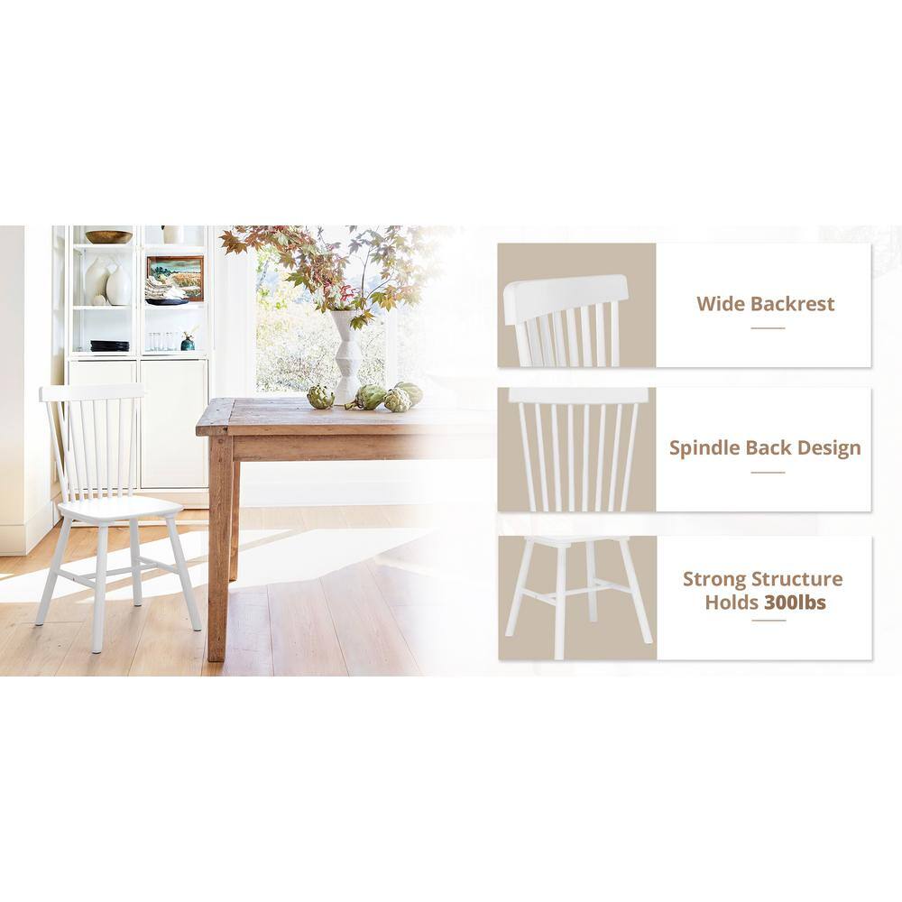 White High Back Solid Wood Windsor Side Chair Set
