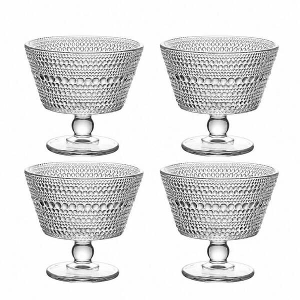 4-Piece Lead-Free Crystal Glass Dessert Bowls, 9 oz Ice Cream Sundae Cups