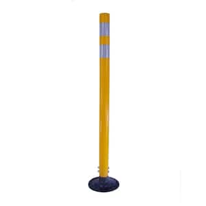 42 in. Yellow Round Delineator Post with High-Intensity White Band and Base