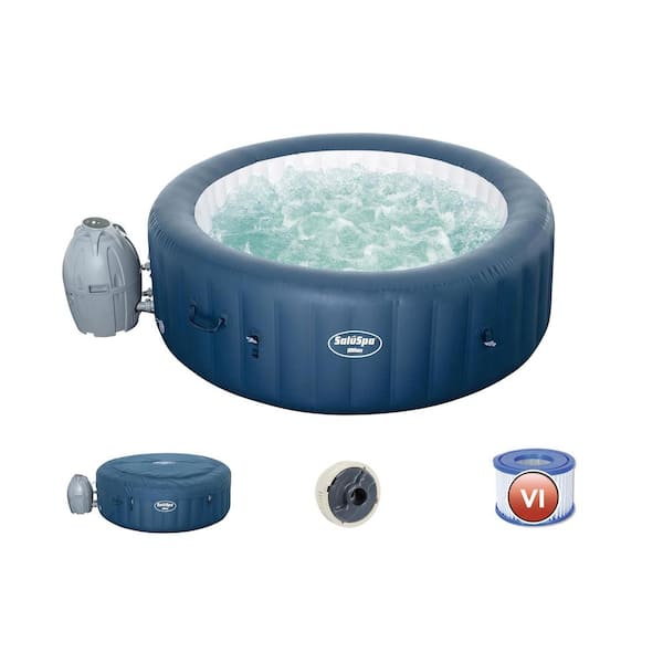 Photo 1 of ***PARTS ONLY*** SaluSpa Milan 4-Person Airjet Plus Portable Round Inflatable Hot Tub Spa, Blue (USED AND MELT DAMAGE TO PUMP)