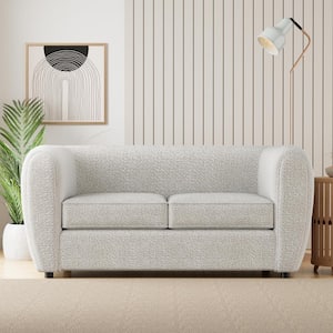Katie 67 in. White Boucle Polyester Fabric 2-Seater Modern Loveseat With Pocket Coil Cushions